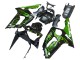 2003-2004 Kawasaki ZX6R Motorcycle Fairings - Glossy Black Green Flame