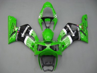 Cheap 2003-2004 Kawasaki ZX6R Motorcycle Fairings - Green White Black Elf Bridgestone