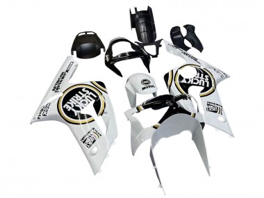 Cheap 2003-2004 Kawasaki ZX6R Motorcycle Fairings - White Black Motul Lucky Strike