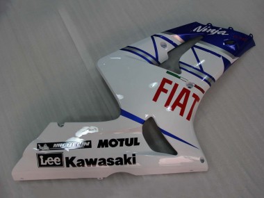 Cheap 2003-2004 Kawasaki ZX6R Motorcycle Fairings - White Blue Red Fiat