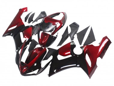 Cheap 2005-2006 Kawasaki ZX6R Motorcycle Fairing - Red Glossy Black