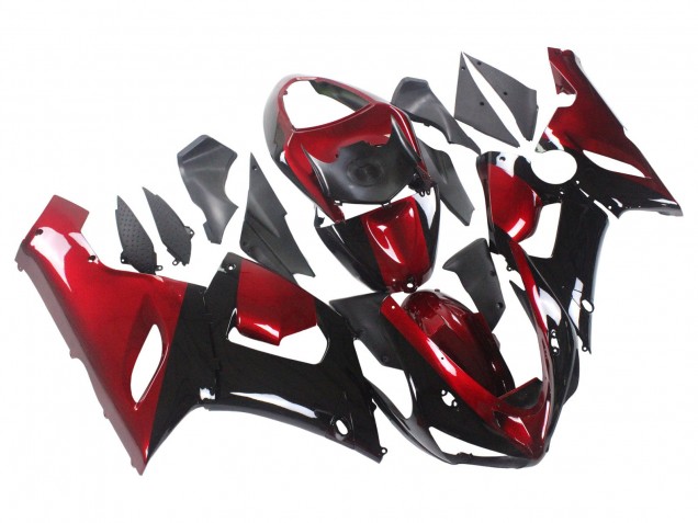 2005-2006 Kawasaki ZX6R Motorcycle Fairing - Red Glossy Black