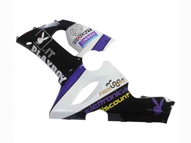 2005-2006 Kawasaki ZX6R Motorcycle Fairings - White Purple Black Rizoma Playboy DENSO