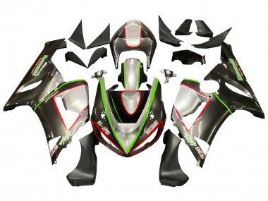 Cheap 2005-2006 Kawasaki ZX6R Motorcycle Fairings - Black Silver Green Red K-26
