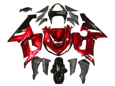 Cheap 2005-2006 Kawasaki ZX6R Motorcycle Fairings - Red Black