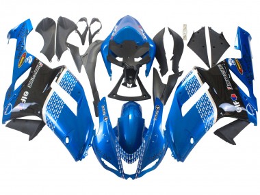 Cheap 2007-2008 Kawasaki ZX6R Motorcycle Fairings - Black Blue Elf