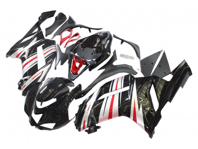 2007-2008 Kawasaki ZX6R Motorcycle Fairings - Black Silver Red Ninja