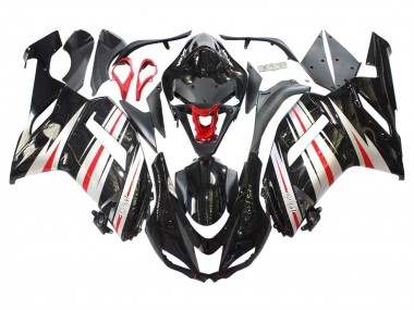 Cheap 2007-2008 Kawasaki ZX6R Motorcycle Fairings - Black Silver Red Ninja