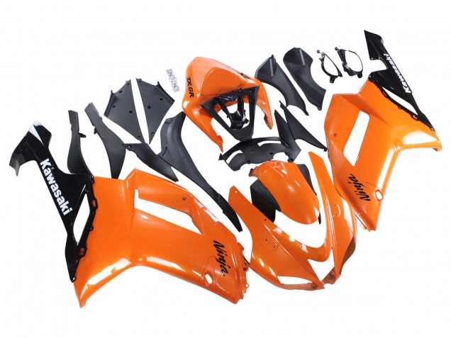 2007-2008 Kawasaki ZX6R Motorcycle Fairings - Orange Black Ninja