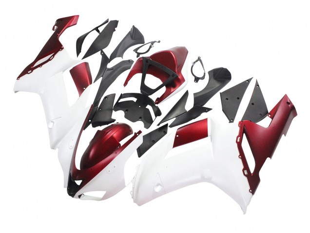 2007-2008 Kawasaki ZX6R Motorcycle Fairing - White Red