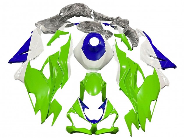 2019-2022 Kawasaki ZX6R Motorcycle Fairings - White Blue Green