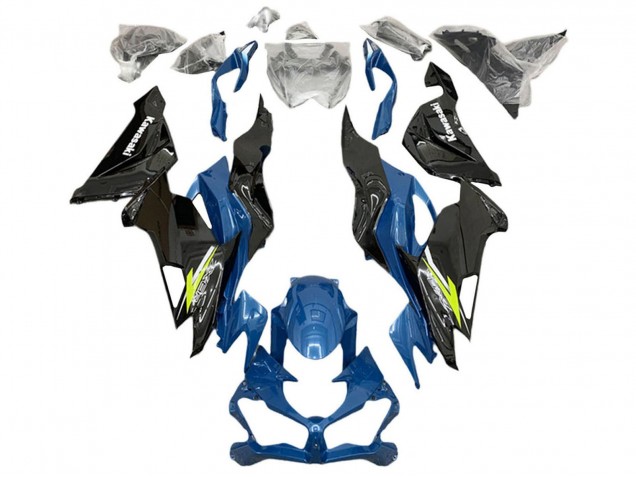 2019-2022 Kawasaki ZX6R Motorcycle Fairings - Blue Yellow White Glossy Black