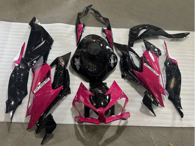 2019-2022 Kawasaki ZX6R Motorcycle Fairings - Glossy Black Pink Ninja