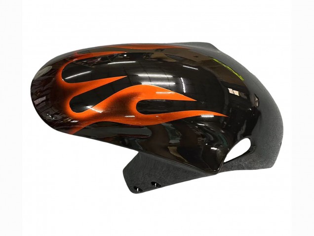 2000-2002 Suzuki GSXR1000 Motorcycle Fairings - Glossy Black Orange Flame