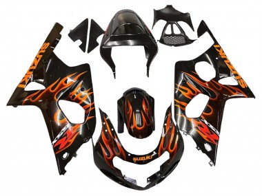 Cheap 2000-2002 Suzuki GSXR1000 Motorcycle Fairings - Glossy Black Orange Flame