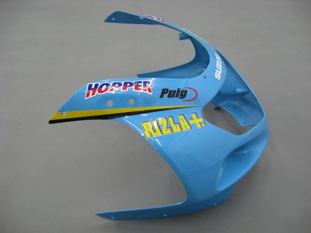 2000-2002 Suzuki GSXR1000 Motorcycle Fairings - Light Blue Yellow Black Motul Rizla