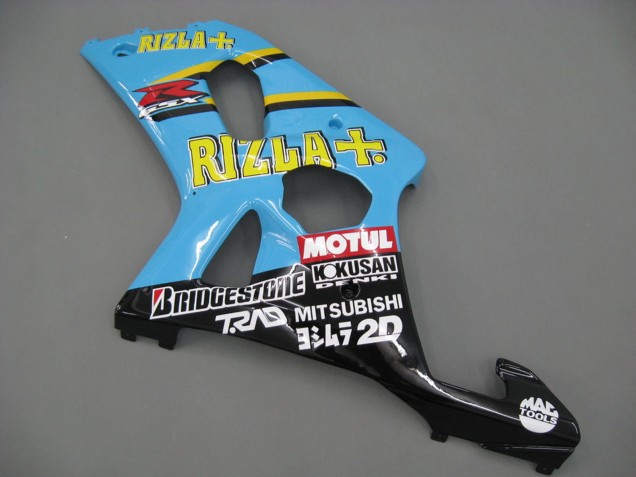 2000-2002 Suzuki GSXR1000 Motorcycle Fairings - Light Blue Yellow Black Motul Rizla