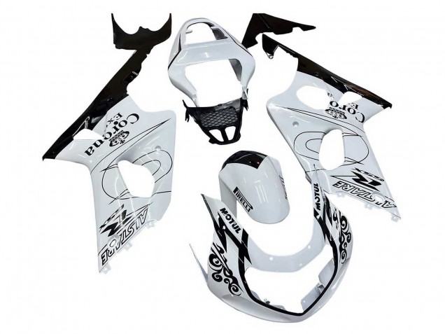 2000-2002 Suzuki GSXR1000 Motorcycle Fairings - White Black Motul Corona