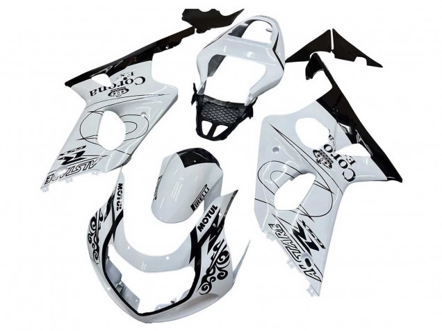 2000-2002 Suzuki GSXR1000 Motorcycle Fairings - White Black Motul Corona