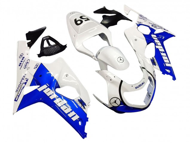 2000-2002 Suzuki GSXR1000 Motorcycle Fairings - White Blue Jordan 59