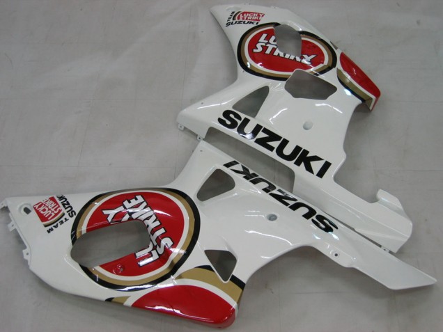2000-2002 Suzuki GSXR1000 Motorcycle Fairings - White Red Lucky Strike