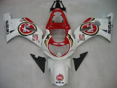 Cheap 2000-2002 Suzuki GSXR1000 Motorcycle Fairings - White Red Lucky Strike