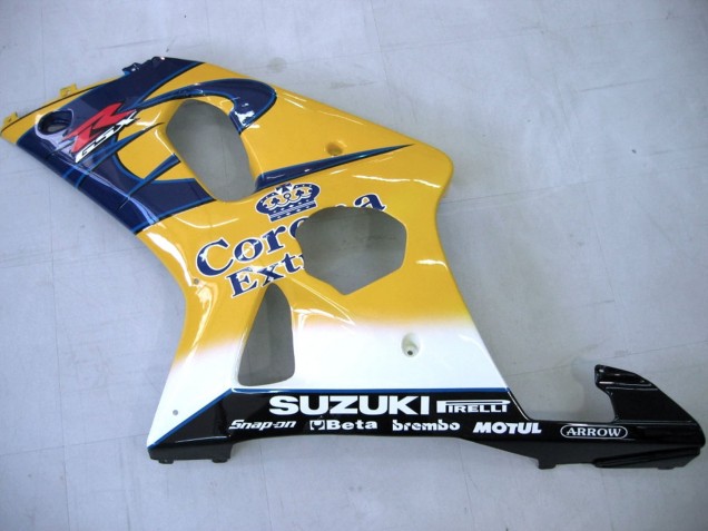 2000-2002 Suzuki GSXR1000 Motorcycle Fairings - Yellow Dark Blue White Motul Corona