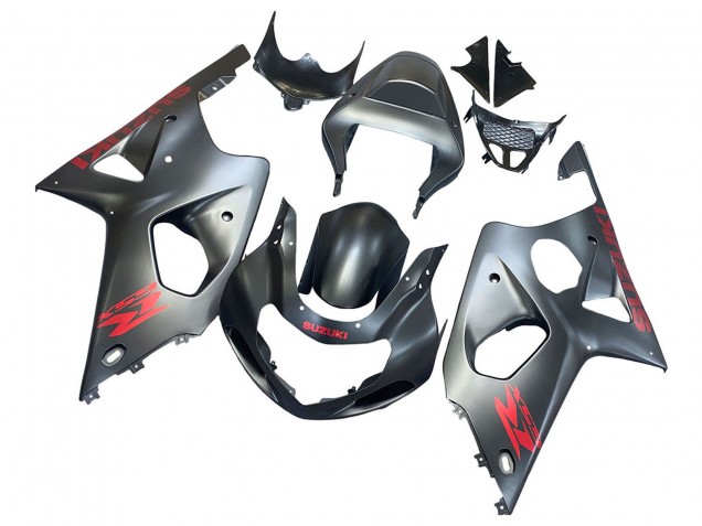 2000-2002 Suzuki GSXR1000 Motorcycle Fairings - Matte Grey Red Decal