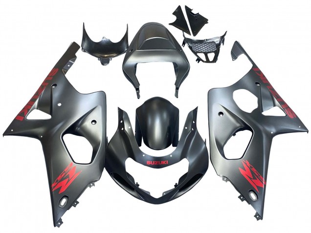 2000-2002 Suzuki GSXR1000 Motorcycle Fairings - Matte Grey Red Decal