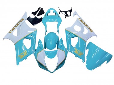 Cheap 2003-2004 Suzuki GSXR 1000 Motorcycle Fairings - White Light Blue Gold