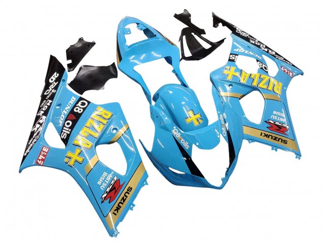 2003-2004 Suzuki GSXR 1000 Motorcycle Fairings - Light Blue Yellow Black Rizla Motul