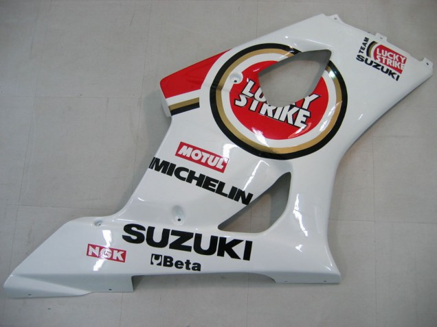 2003-2004 Suzuki GSXR 1000 Motorcycle Fairings - White Red Motul Lucky Strike