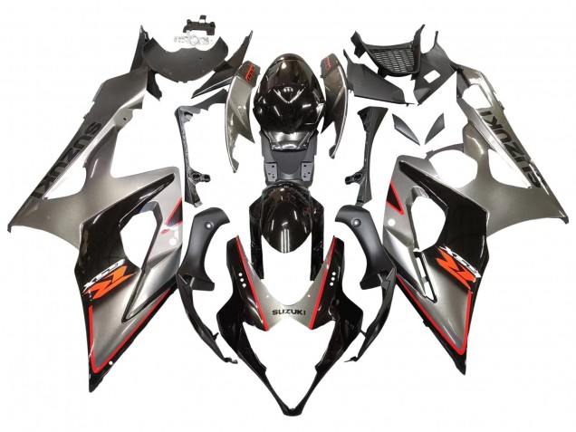 2005-2006 Suzuki GSXR 1000 Motorcycle Fairing - Silver Black Red