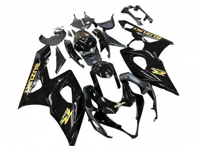 2005-2006 Suzuki GSXR 1000 Motorcycle Fairings - Glossy Black Gold Decal