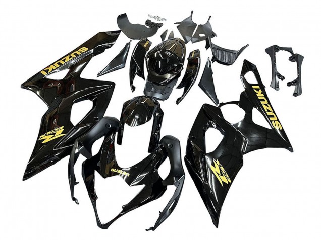 2005-2006 Suzuki GSXR 1000 Motorcycle Fairings - Glossy Black Gold Decal