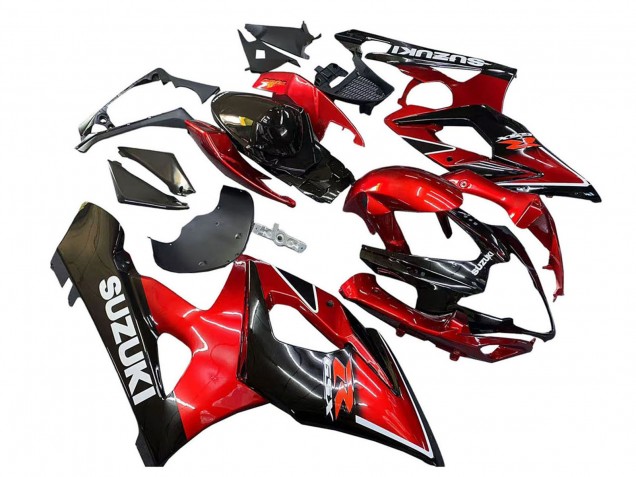 2005-2006 Suzuki GSXR 1000 Motorcycle Fairings - Red Glossy Black