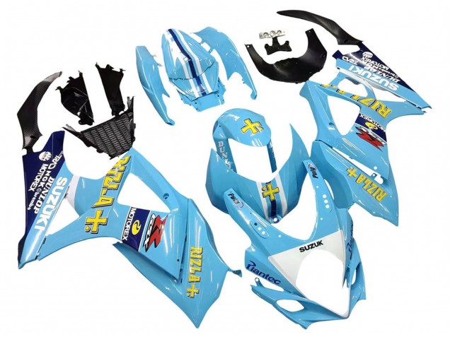 2007-2008 Suzuki GSXR 1000 Motorcycle Fairings - Light Blue Yellow Black Motul Rizla