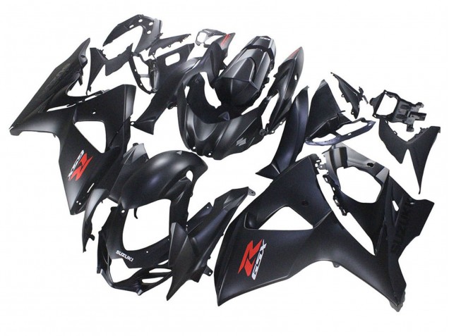2007-2008 Suzuki GSXR 1000 Motorcycle Fairings - Matte Black Red Decal
