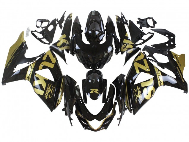 2009-2016 Suzuki GSXR 1000 Motorcycle Fairings - Glossy Black Gold