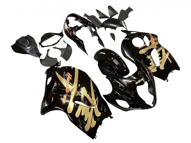 1996-2007 Suzuki GSXR 1300 Hayabusa Motorcycle Fairings - Glossy Black Gold Hayabusa