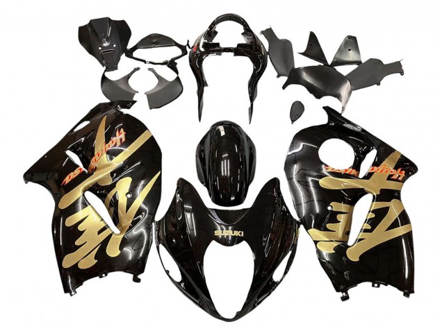 1996-2007 Suzuki GSXR 1300 Hayabusa Motorcycle Fairings - Glossy Black Gold Hayabusa