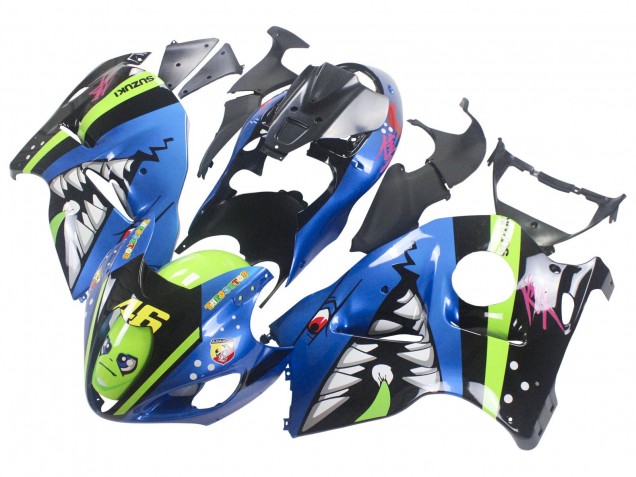 1996-2007 Suzuki GSXR 1300 Hayabusa Motorcycle Fairings - Blue Green Shark 46