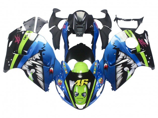 1996-2007 Suzuki GSXR 1300 Hayabusa Motorcycle Fairings - Blue Green Shark 46