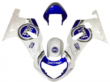Cheap 2001-2003 Suzuki GSXR 600 / GSXR 750 Motorcycle Fairings - White Blue Lucky Strike