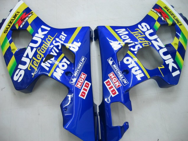 2004-2005 Suzuki GSXR 600 / GSXR 750 Motorcycle Fairings - Blue White Yellow Green Telefonica Motul MoviStar