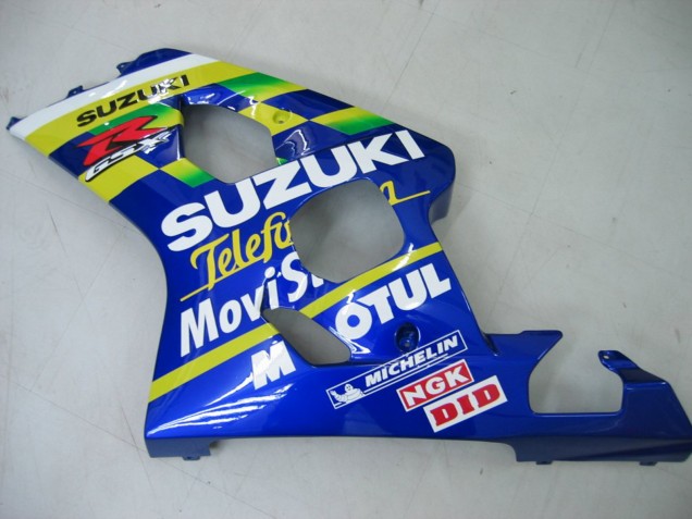 2004-2005 Suzuki GSXR 600 / GSXR 750 Motorcycle Fairings - Blue White Yellow Green Telefonica Motul MoviStar