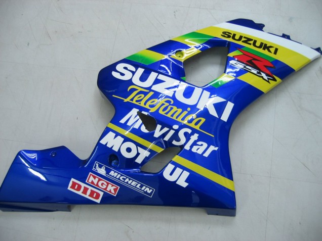 2004-2005 Suzuki GSXR 600 / GSXR 750 Motorcycle Fairings - Blue White Yellow Green Telefonica Motul MoviStar