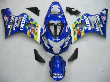 Cheap 2004-2005 Suzuki GSXR 600 / GSXR 750 Motorcycle Fairings - Blue White Yellow Green Telefonica Motul MoviStar