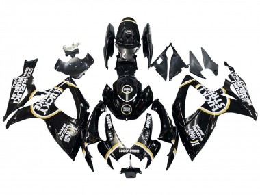 Cheap 2006-2007 Suzuki GSXR 600 / GSXR 750 Motorcycle Fairings - Glossy Black White Motul Lucky Strike