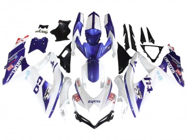 Cheap 2008-2010 Suzuki GSXR 600 / GSXR 750 Motorcycle Fairings - White Blue Black Tyco